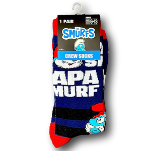 3/$20 The Smurfs Papa Smurf Funny Novelty Crew Socks - NWT